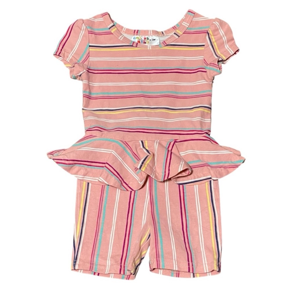 Dot Dot Smile Short Sleeve Striped Shorts Romper Pink White Purple Blue NWT